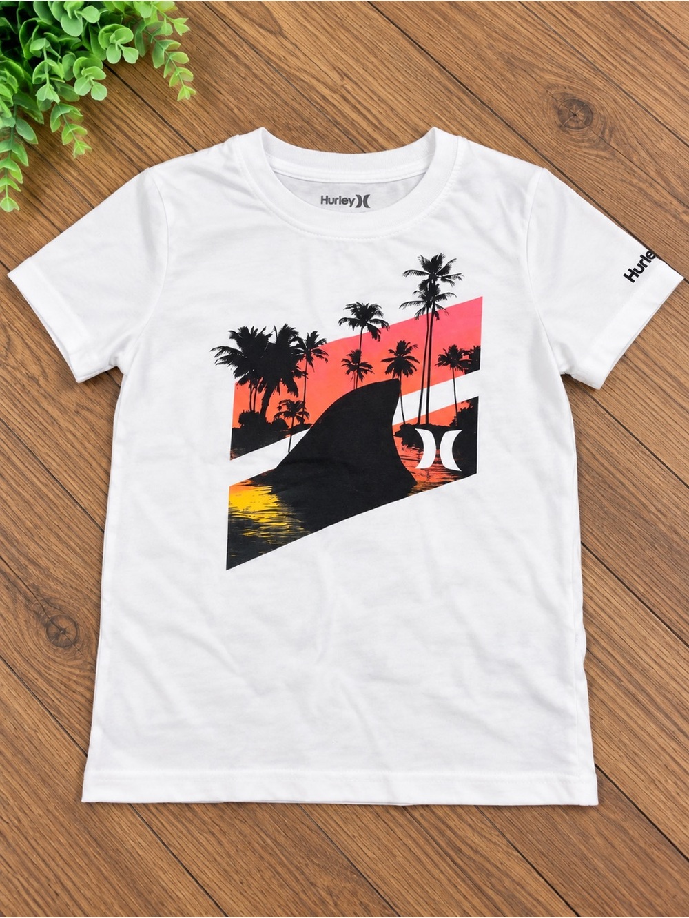 Hurley White Sunset Palm Graphic Tee